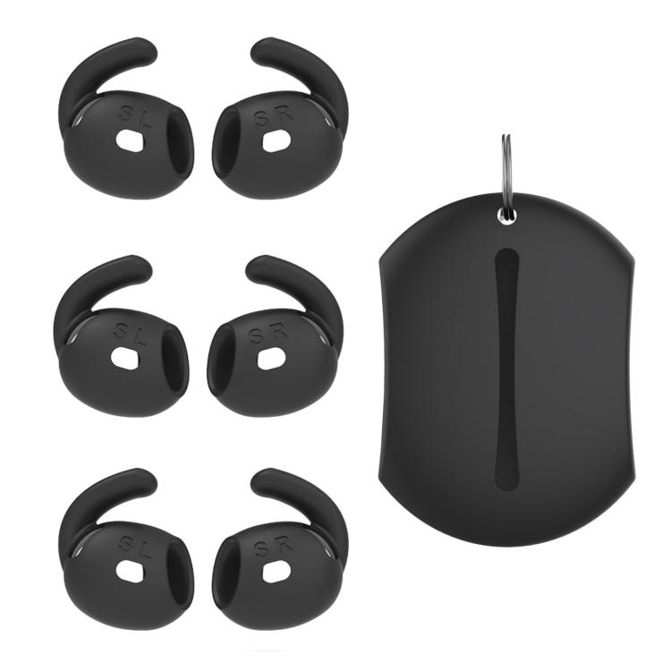 AhaStyle 3 Pairs For AirPods 5 / 4 Silicone Cover Ear Hooks with Storage Pouch, Size:S(Black)