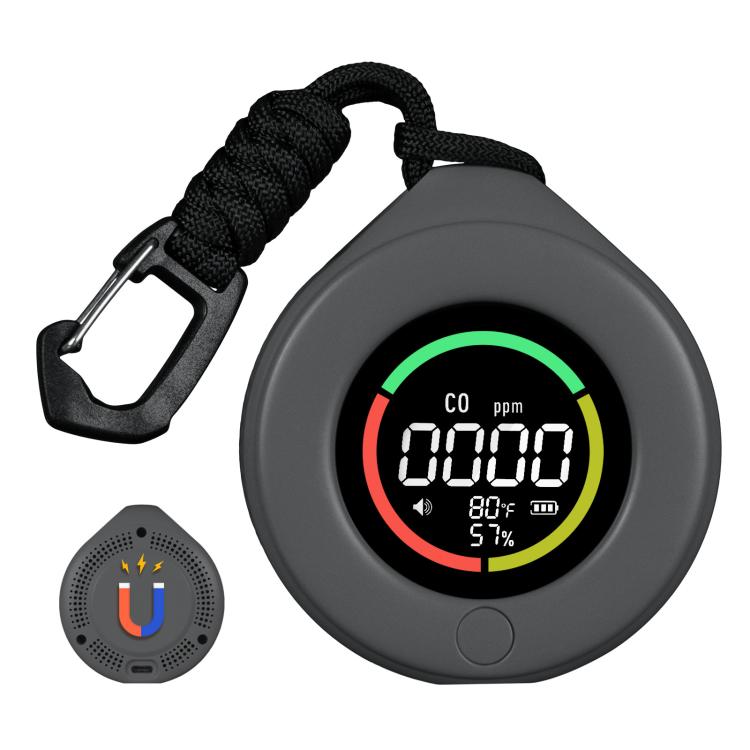 S01-CO Portable Mini 3 in 1 Real-Time Display Carbon Monoxide and Temperature Humidity Detector(Grey)
