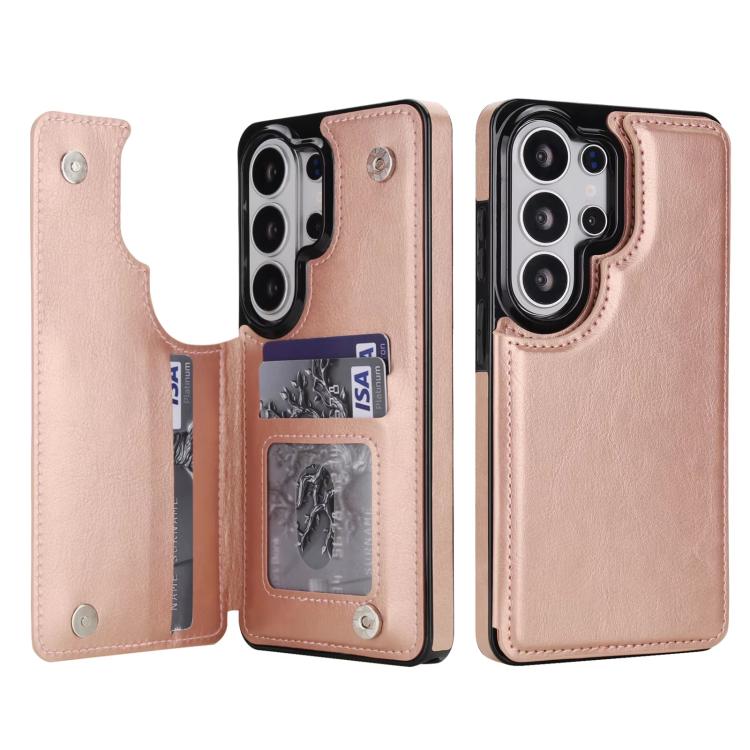 For Galaxy S26 Ultra 5G Magnetic Snap Multifunctional Card Wallet Holder Phone Case(Pink)