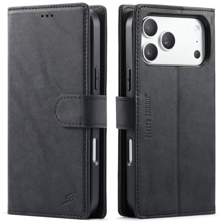 For iPhone 18 Pro / 17 Pro Fierre Shann Oil Wax RFID Magnetic Detachable Vegan Leather Phone Case(Black)
