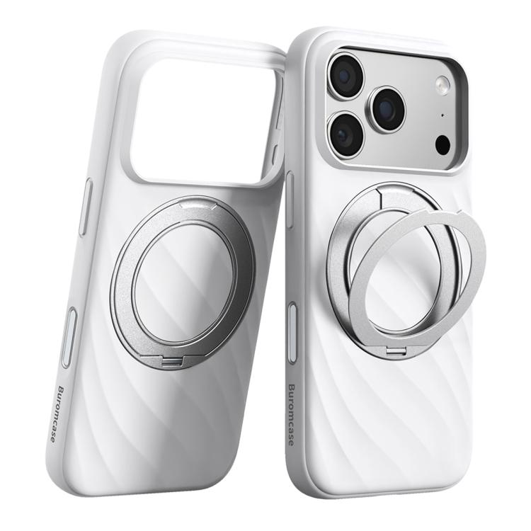 For iPhone 18 Pro / 17 Pro Wave Skin Feel Liquid Silicone Magnetic Fidget Holder Phone Case(White)