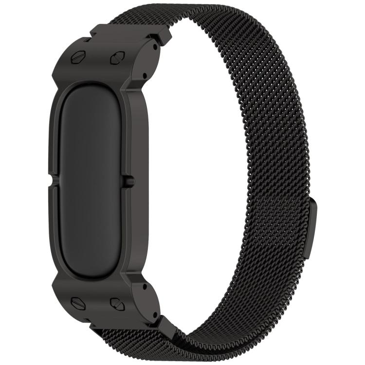 For Google Fitbit Air xDfind Metal Case Integrated Milanese Magnetic Stainless Steel Watch Band(Black)