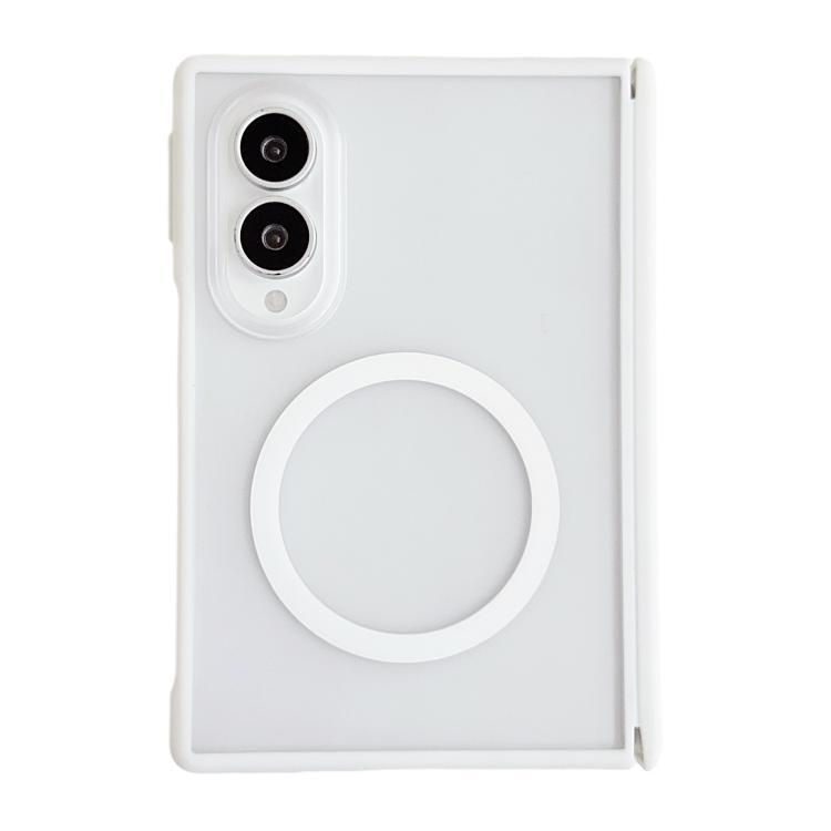 For Galaxy Z Fold8 5G Transparent PC Dual Axis Ice Fog Magnetic Phone Case(White)