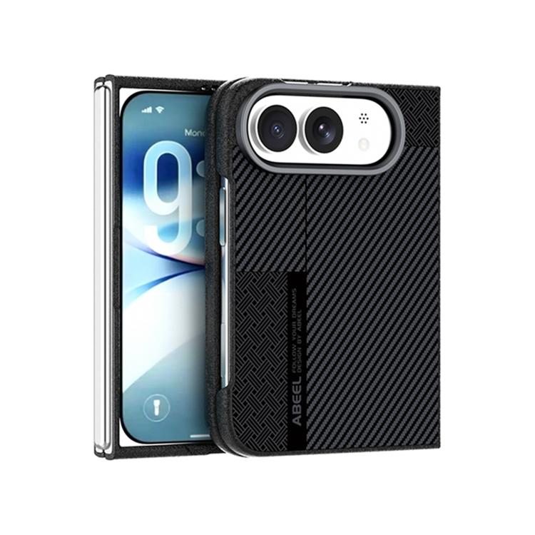 For iPhone Duo ABEEL 6D Micro Embossed Texture Magnetic Phone Case(Black Patchwork)