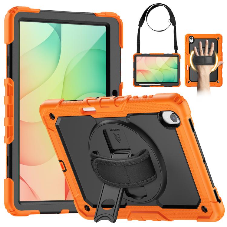 For Galaxy Tab S12+ Silicone PC Hybrid Tablet Case with Shoulder Strap & Screen Film(Orange)