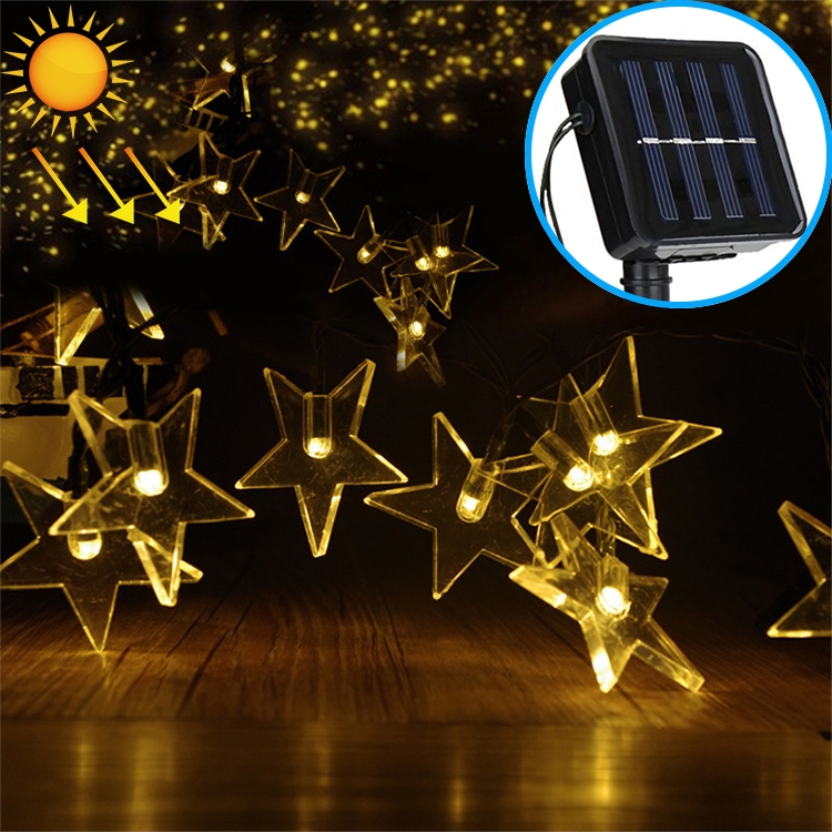 Brighten Your Festive Celebrations With The Vibrant Star Shape 20 LEDs Outdoor Garden Christmas Festival Decoration Solar Lamp String