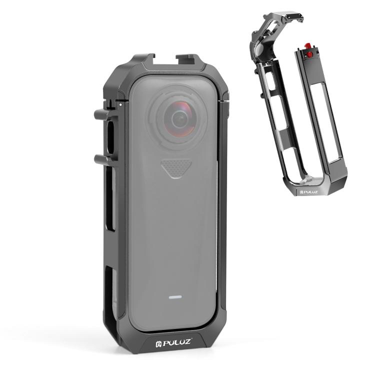 For Insta360 X4 Air PULUZ Metal Protective Cage Rig Housing Frame with Expand Cold Shoe Base (Grey)