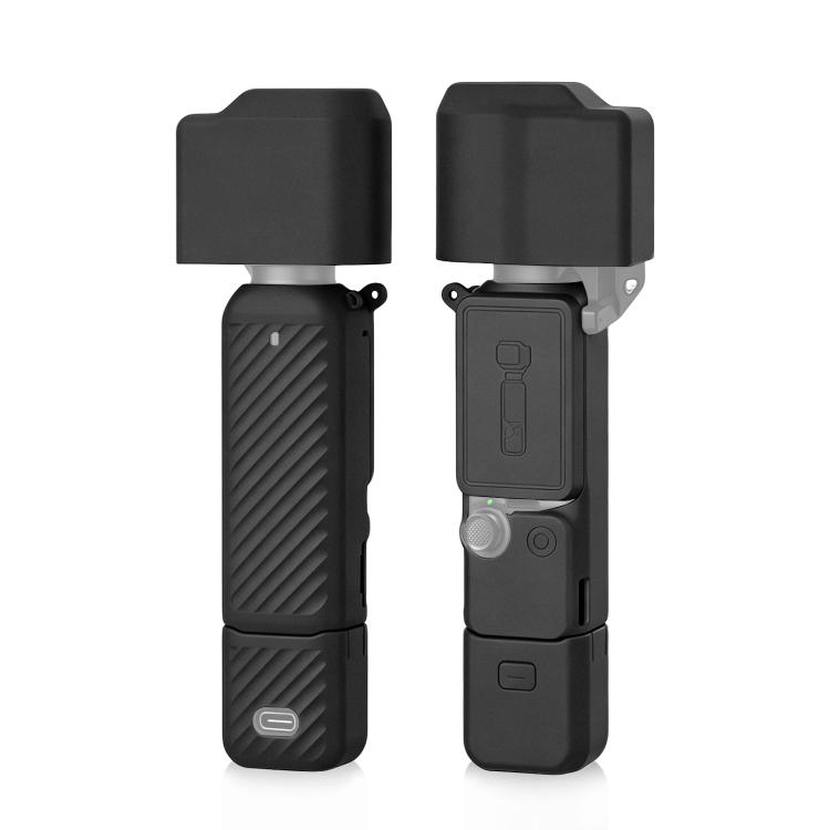 For DJI OSMO Pocket 4 PULUZ 4 in 1 Body Lens Handle Screen Silicone TPU Cover (Black)