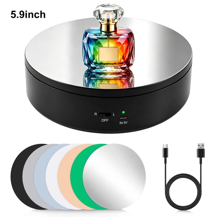 PULUZ 15cm Electric Rotating Display Turntable, 360 Degree Clockwise / Counterclockwise Props Turntable for Photography, Load 1-5kg (Black)