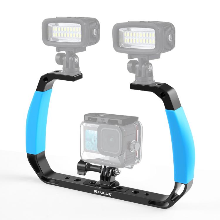 [US Warehouse] PULUZ Dual Silicone Handles Aluminium Alloy Underwater ...