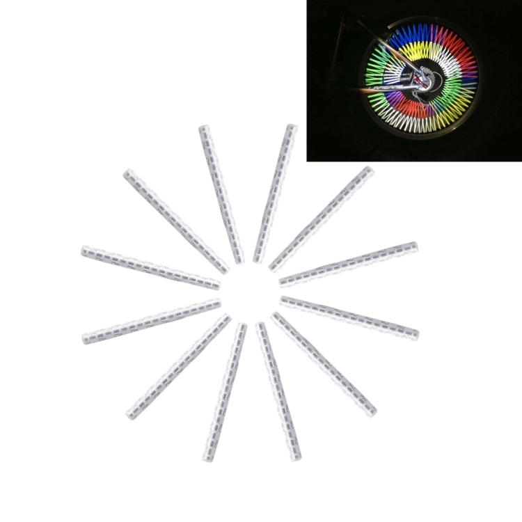 OQSPORT 12 PCS Bicycle Wheel Spoke Reflector Reflective Mount Clip Tube Warning Light Strip