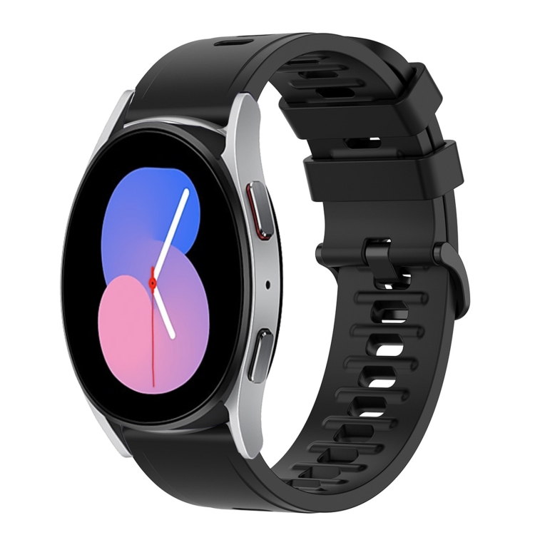 Samsung Galaxy Watch 42mm 20mm無地ソフトシリコン時計バンド（ブラック）