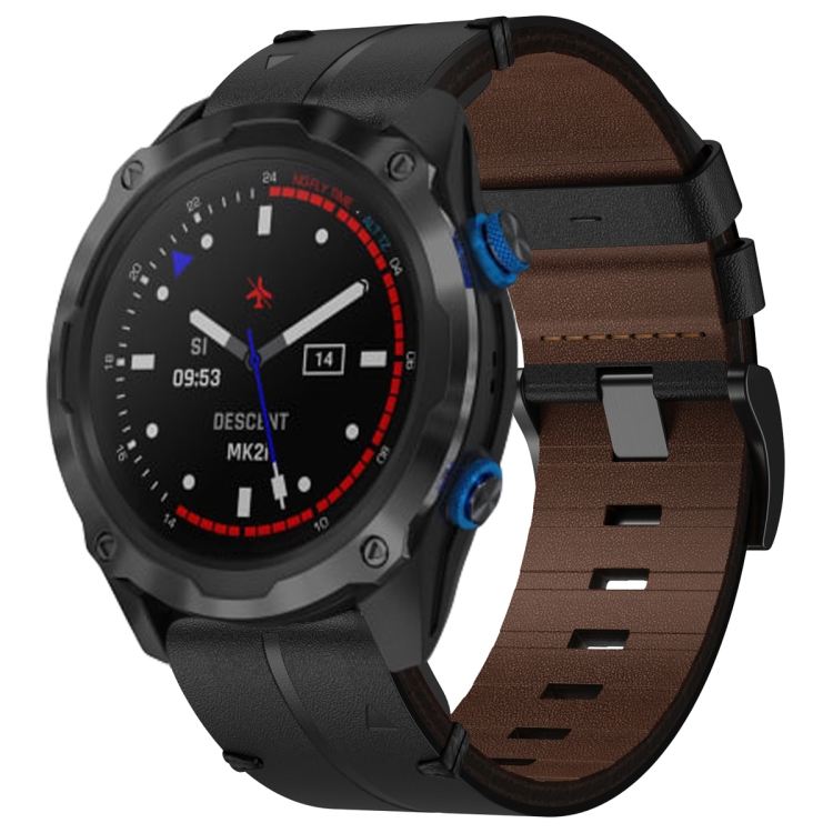 Garmin Epix Pro 47mm 22mm レザーテクスチャ時計バンド (ブラック) 用