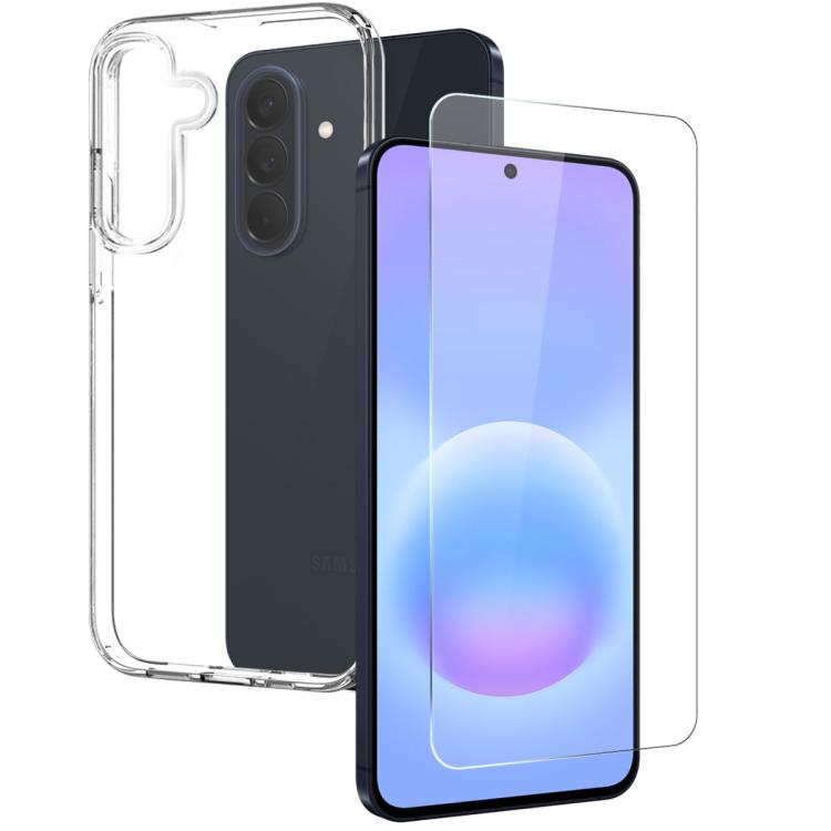 For Galaxy A57 5G NORTHJO Transparent TPU Phone Case with Tempered Glass Film(Transparent)