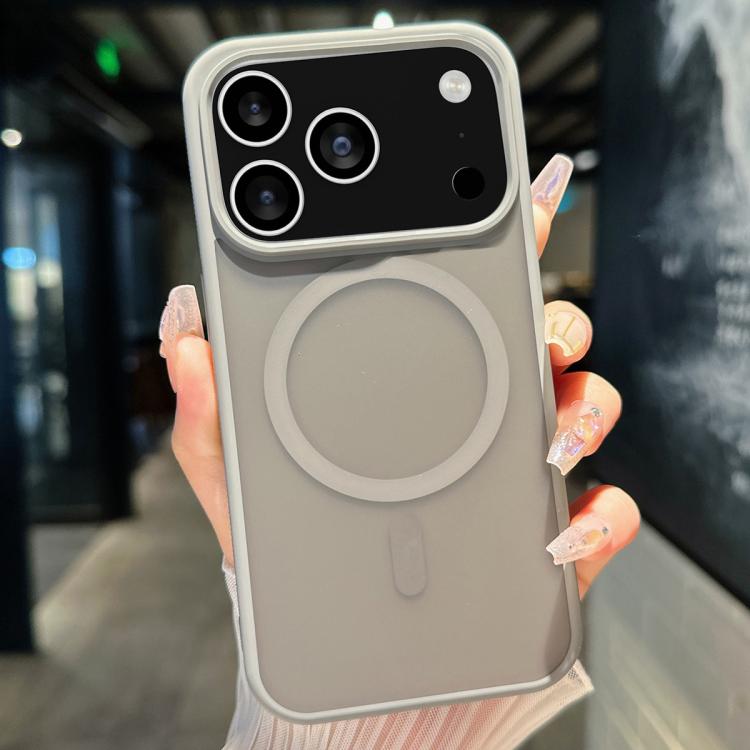 iPhone 17 Pro Max用 透明TPUハイブリッドPC Magsafe電話ケース（グレー）