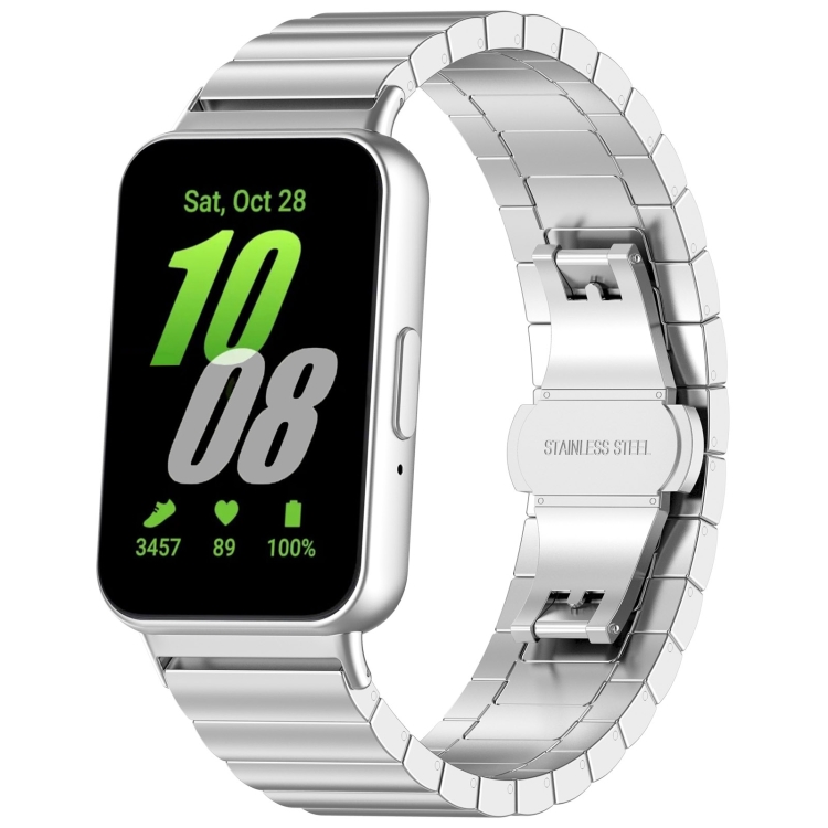For Samsung Galaxy Fit 3 SM-R390 One Bead Stainless Steel Metal Watch  Band(Silver)
