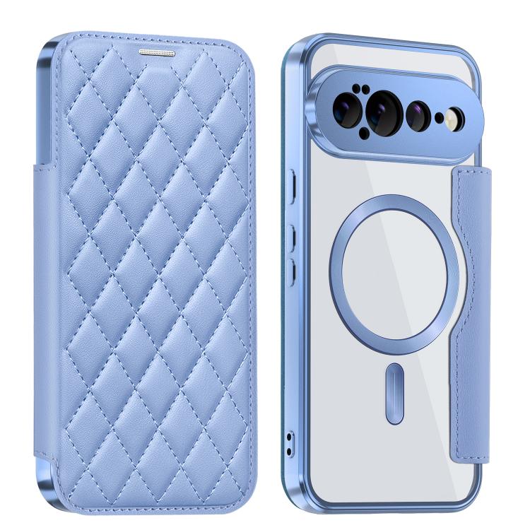 For Google Pixel 11 Pro XL Shield Magsafe RFID Anti-theft Rhombus Leather Phone Case(Blue)