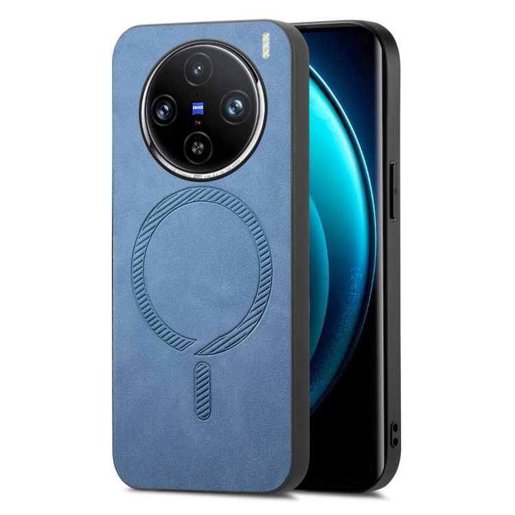 For vivo X100 Pro 5G Retro Magsafe Magnetic PU Back Cover Phone