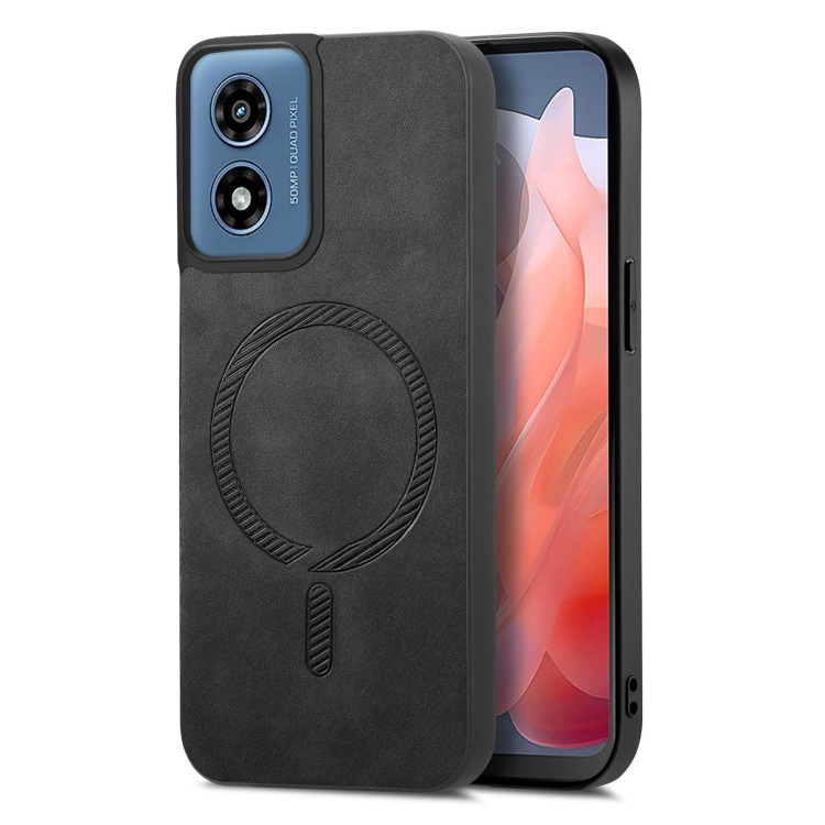 For Motorola Moto G Play 2024 4G Retro Magsafe Magnetic PU Back Cover Phone Case(Black) For Motorola Moto G Play 2024 4G Retro Magsafe Magnetic PU Back Cover Phone Case(Black)