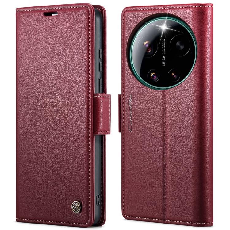For Xiaomi 17 Ultra CaseMe 023 Butterfly Buckle Litchi Texture RFID Anti-theft Leather Phone Case(Red)