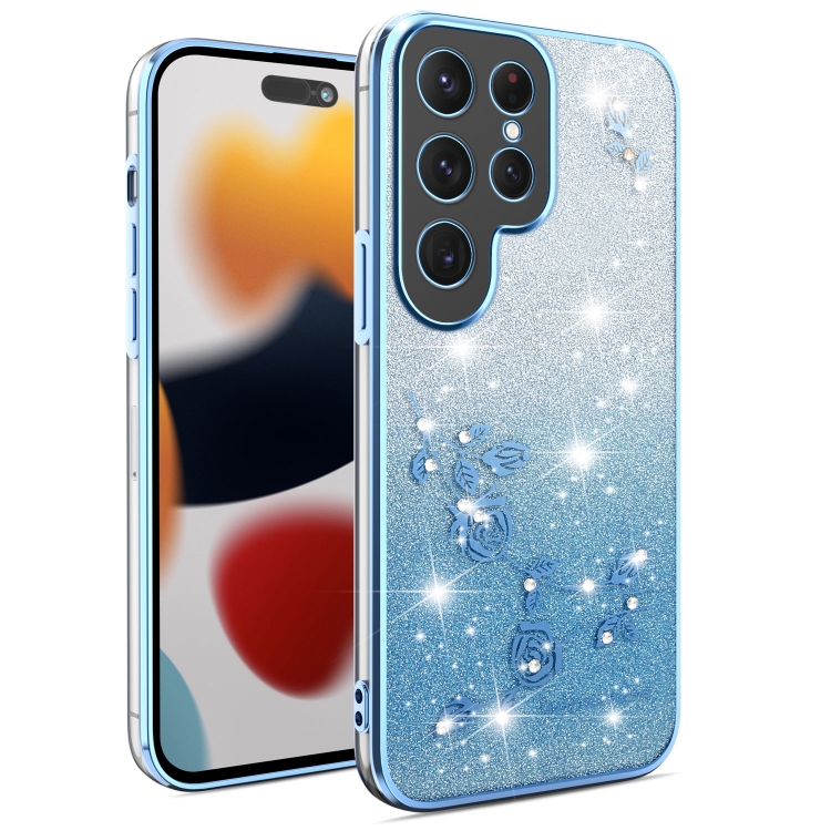 Samsung Galaxy S25 Ultra 5G 用 グラデーション グリッター フラワー 