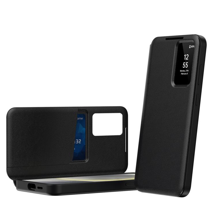 For Samsung Galaxy S24 Ultra 5G Smart View Window Leather Phone Case with Card Slot(Black)