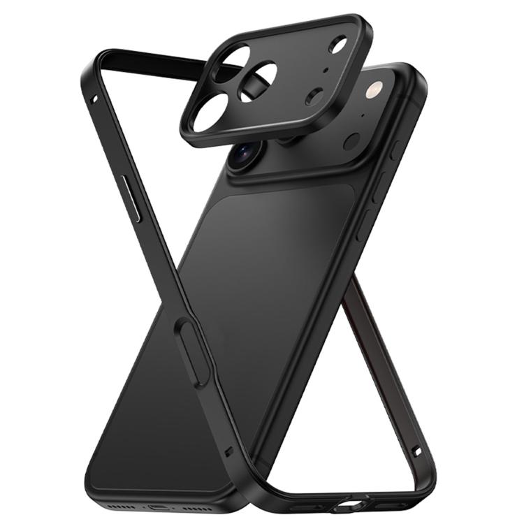 For iPhone 18 Pro Aluminum Alloy Hybrid Silicone Edge Thin Cooling Phone Frame Case with Metal Lens Frame(Black)