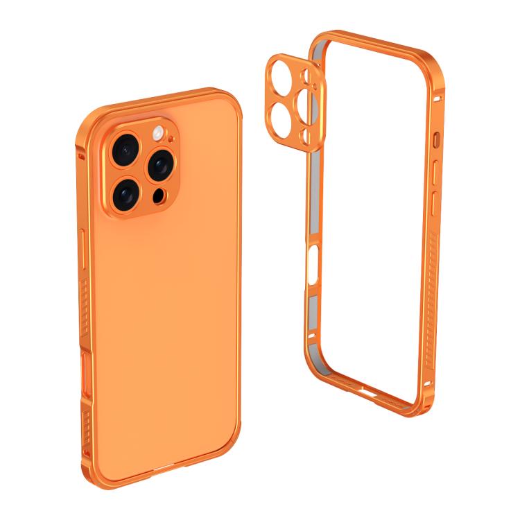 For iPhone 15 Pro Max Armor Dual-side Anti-slip Metal Frame Case