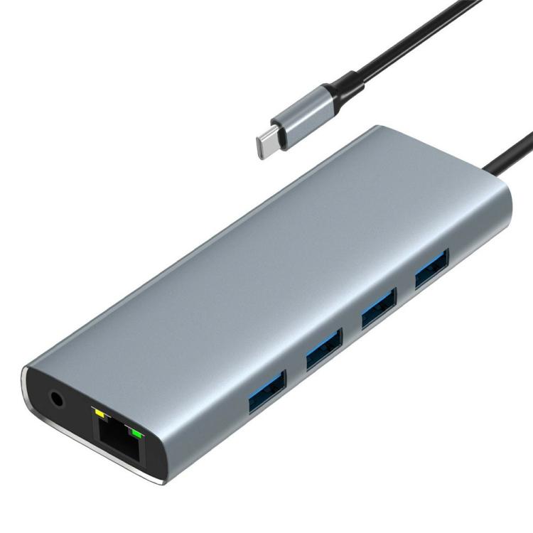 HC-87 10 in 1 USB-C Hub Gigabit Ethernet 4K HD PD 100W Charging Multi ...