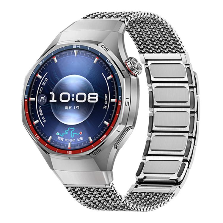 For Huawei Watch GT6 Pro Press Button Magnetic Clasp Chain Stainless Steel Watch Band(Titanium)