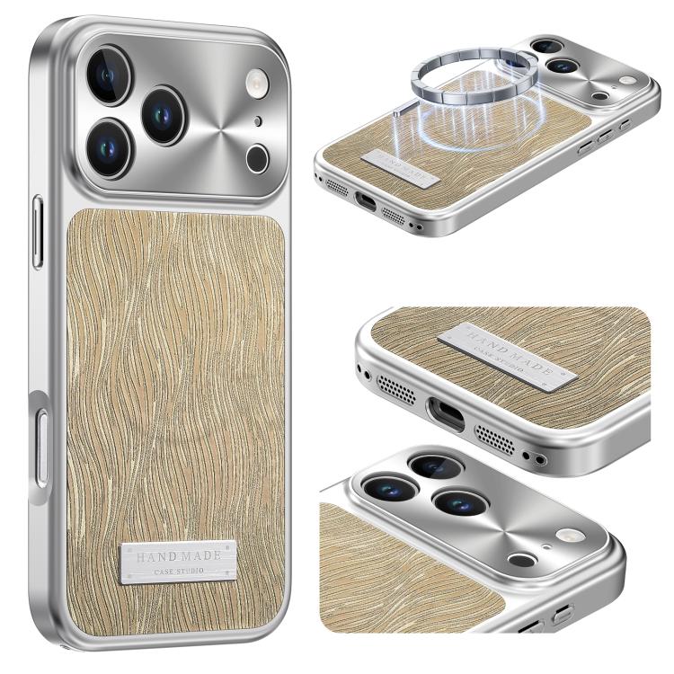 For iPhone 17 Pro Max Flowing Water Ripple Magnetic Shockproof Phone Case(Yellow)