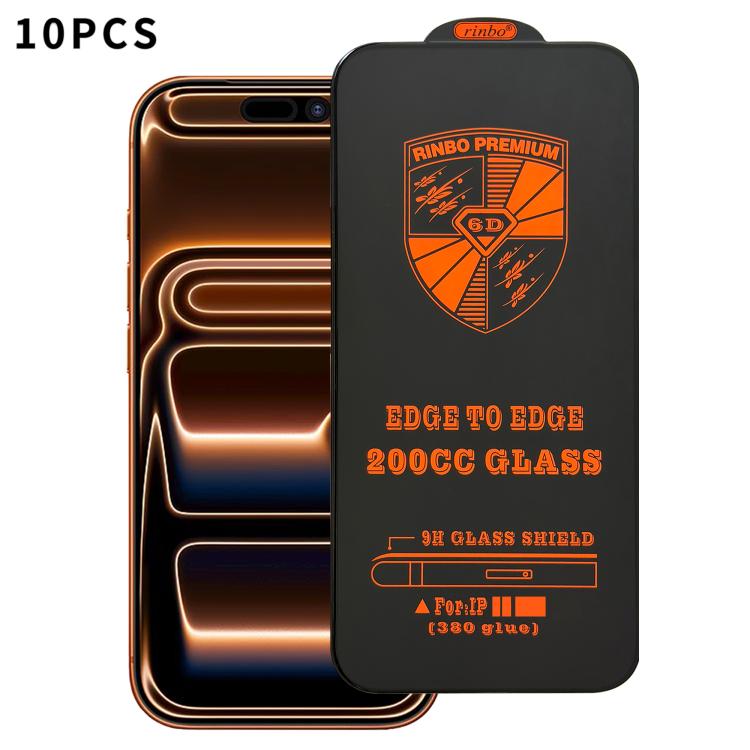For iPhone 17 Pro Max 10pcs 200CC 6D Anti-Static Screen Printing HD Tempered Glass Flim