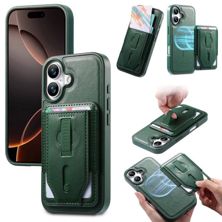 For iPhone 17 CaseNeo Retro Wristband Elastic Card Bag Magnetic Back ...