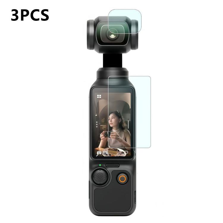 For DJI Osmo Pocket 4 3pcs Anti-Scratch Camera Screen Film, Style:Standard Tempered Glass
