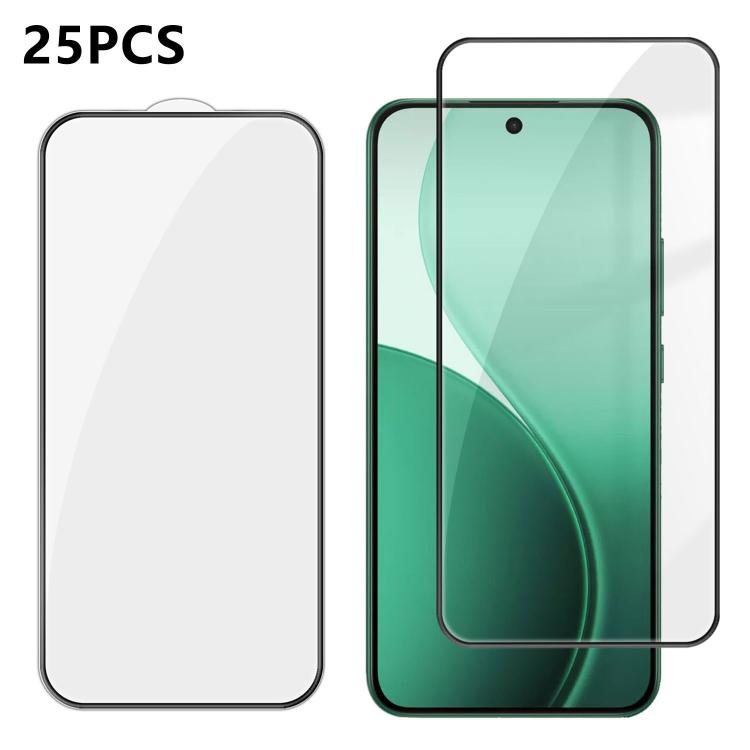 For OPPO F33 5G 25pcs High-Aluminum Full-Coverage Anti-Fingerprint Screen-Printed HD Tempered Glass Film