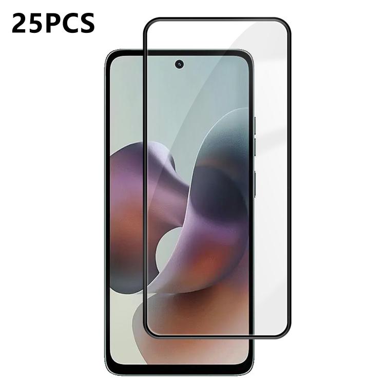 For Motorola Moto G36 25pcs High-Aluminum Full-Coverage Anti-Fingerprint Screen-Printed HD Tempered Glass Film