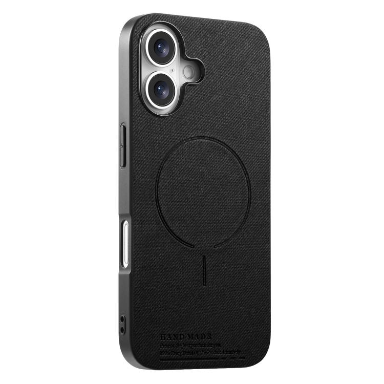 For iPhone 17 Fabric Magnetic PU Back Cover Phone Case(Black)