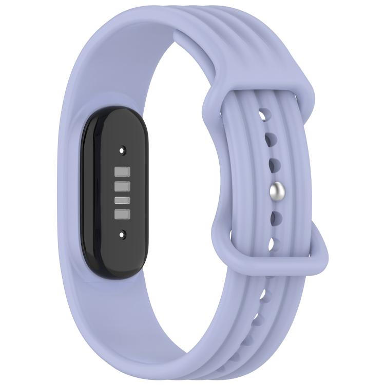 For Google Fitbit Air Vertical Texture Butterfly Buckle Solid Color Silicone Watch Band(Lilac Purple)