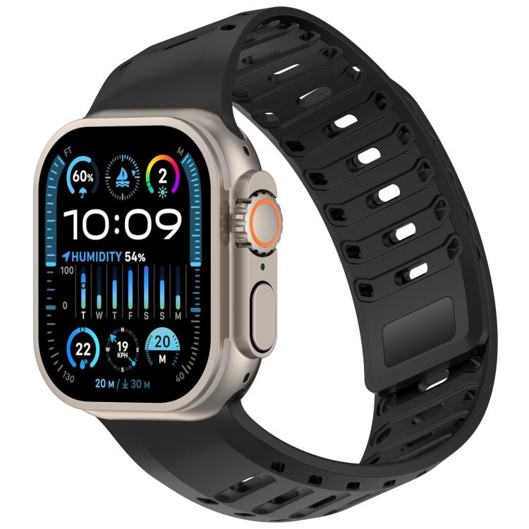 For Apple Watch 46mm / 49mm / 45mm / 44mm Angled Design Pangolin Texture Silicone Watch Band(Black)