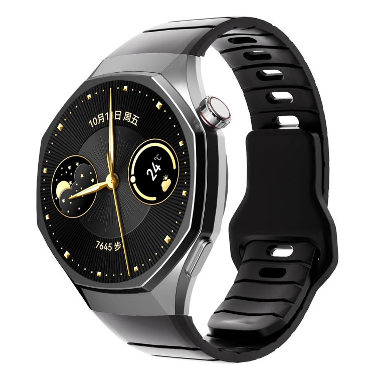 For Huawei Watch GT 6 Pro Dedicated Connector Armor-Style Reverse Buckle Silicone Watch Band(Black)