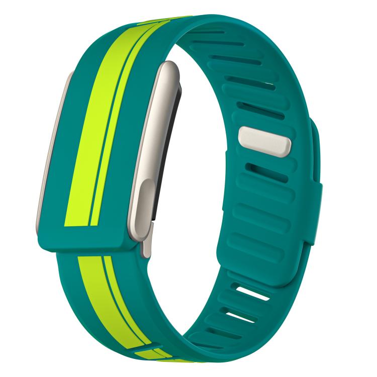 For WHOOP 5.0 Titanium Bezel Resin Coating Two Color Silicone Watch Band(Green Lime)