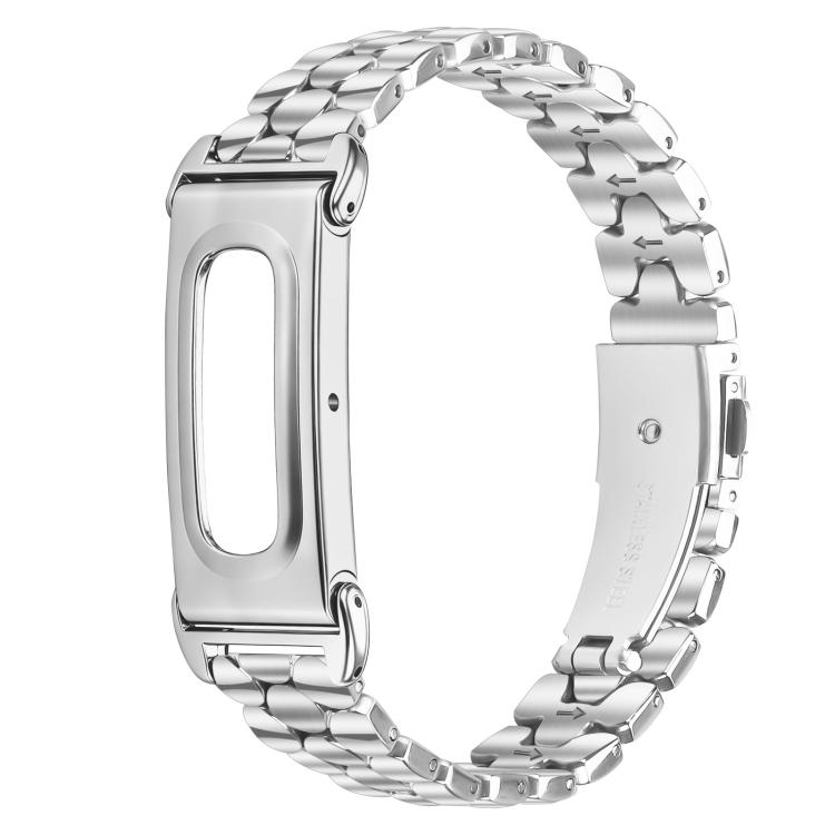 For Google Fitbit Air Metal Case Integrated Pearl Pattern Stainless Steel Watch Band(Silver)