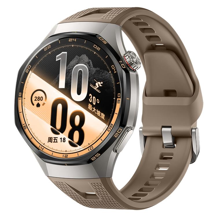 For Huawei Watch GT7 / GT7 Pro 46mm Press Button Honeycomb Pattern Silicone Watch Band(Brown)