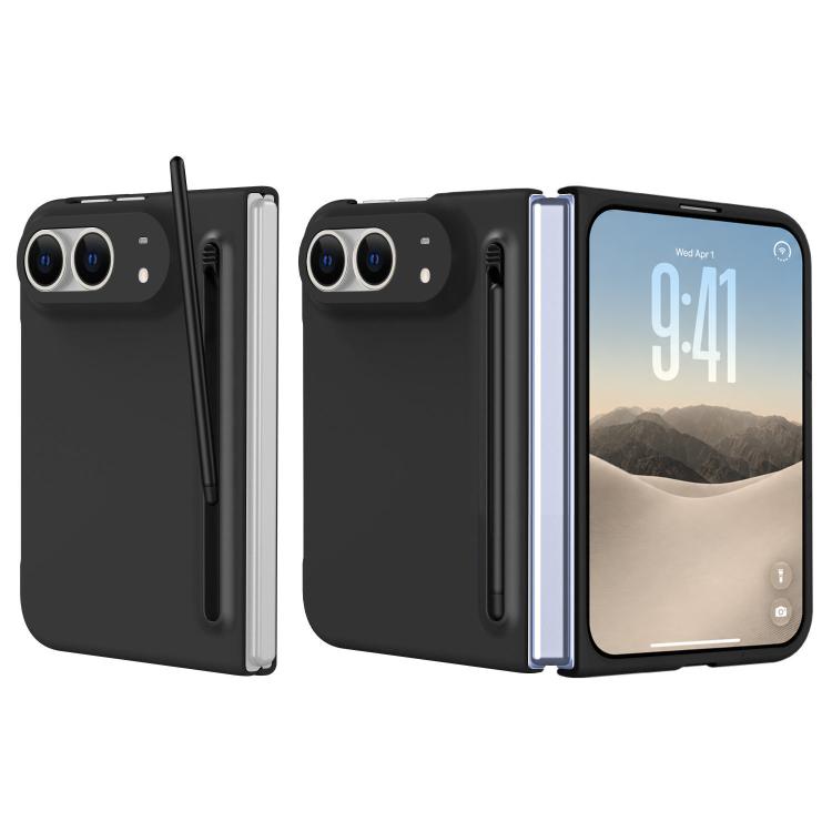 For iPhone Duo Skinfeel Shockproof Phone Case, No Pen(Black)