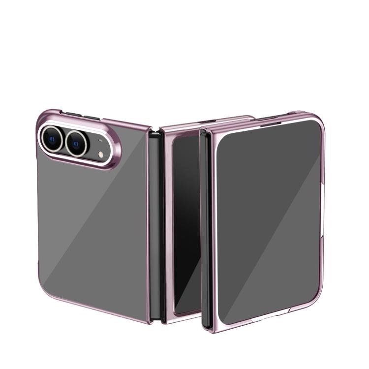For iPhone Duo Electroplating Transparent Shockproof Phone Case(rose gold)