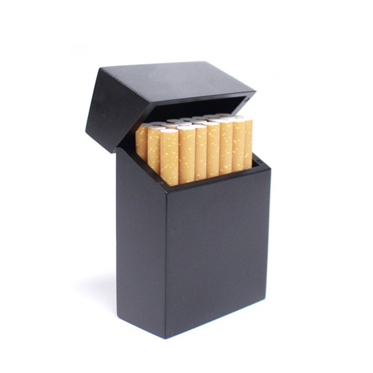 Creative Wooden Cigarette Case Magnet Adsorption Clamshell Cigarette Case,  Color:Black