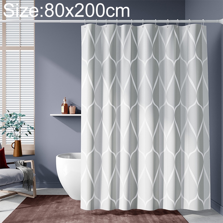 Shower Curtain Waterproof Bathroom Geometric Light Grey Bath Curtains Size 80x200cm