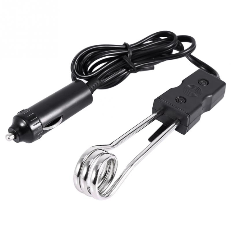 car cigarette lighter water heater Portable 12V/24V Electric Boiled Immersion Traveling Camping Picnic, Voltage:12V(Black) 12V power supply Car Kettle, 12V 750ml Stainless