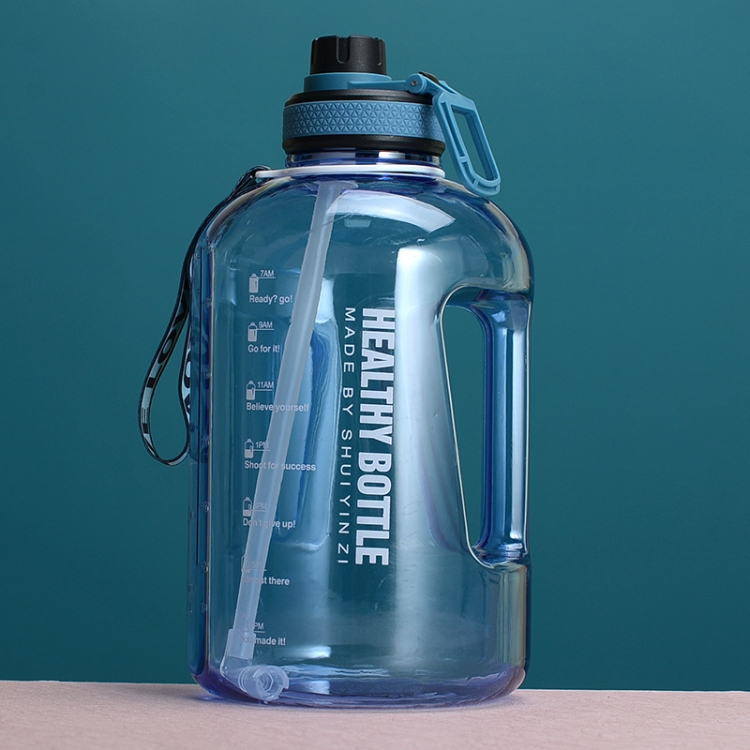 2.2L Large-Capacity Water Cup Sports And Fitness Straw Large Water Bottle  Heat-resistant Plastic Barrel(Blue)