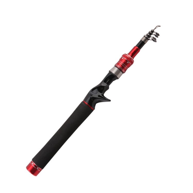 Telescopic Lure Rod Mini Fishing Rod Portable Fishing Tackle, Length:  2.1m(Red Curved Handle)